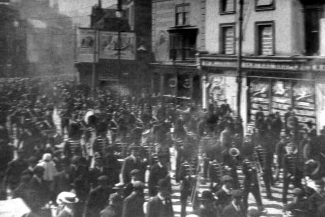 Easter Parade along Commercial Road, circa 1906. We are looking south with the Monarch pub on the corner of Charlotte Street.  Picture: Barry Cox Collection.