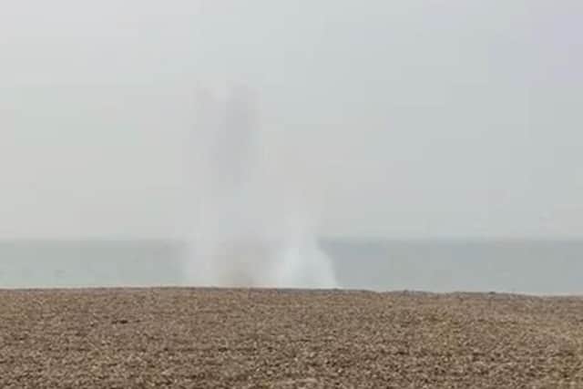 The 81mm mortar shell was blown up at Browndown range. Photo: Royal Navy