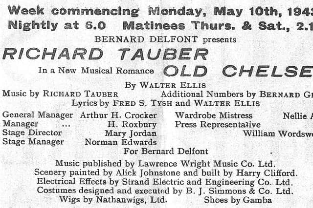 Tenor Richard Tauber at the Kings Theatre, Southsea, 1943.