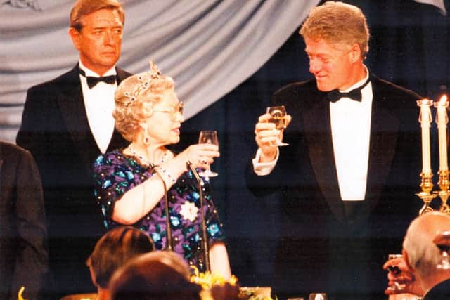 Bill Clinton joined the Queen for a banquet at Portsmouth Guildhall in 1994.