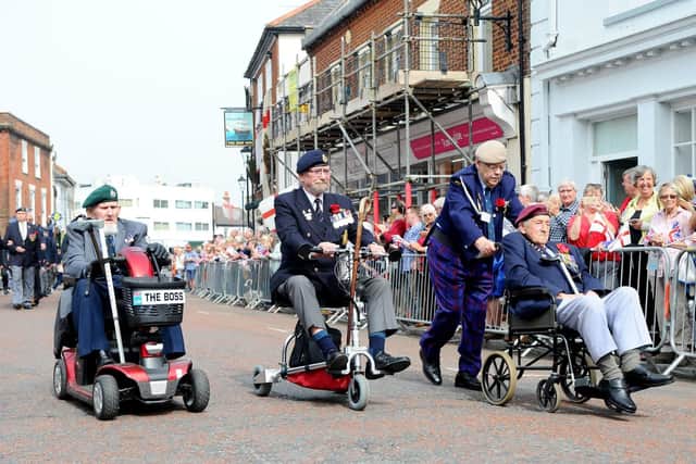 The annual St George's Day parade took place in Emsworth on Tuesday, April 23. More than 60 veterans were joined by serving soldiers from Thorney Island and school children.
Picture: Sarah Standing (230419-6738)