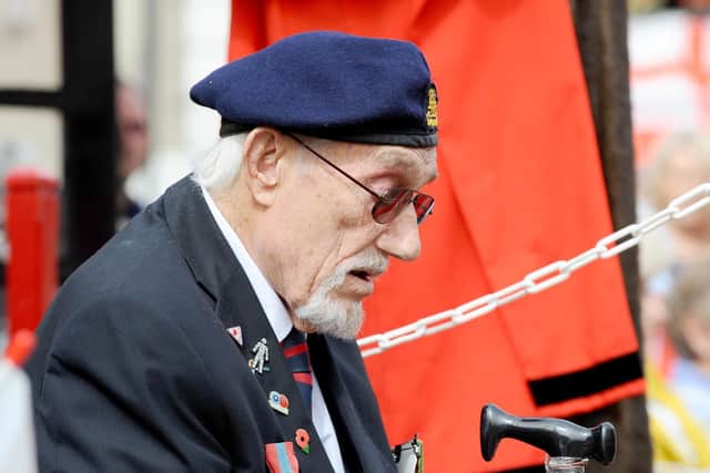 The annual St George's Day parade took place in Emsworth. More than 60 veterans were joined by serving soldiers from Thorney Island and school children. Picture: Sarah Standing (230419-5763)