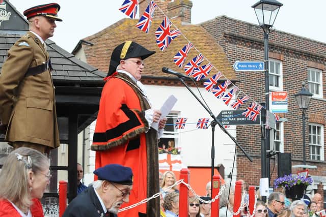 More than 60 veterans were joined by serving soldiers from Thorney Island and school children. Picture: Sarah Standing (230419-5760)