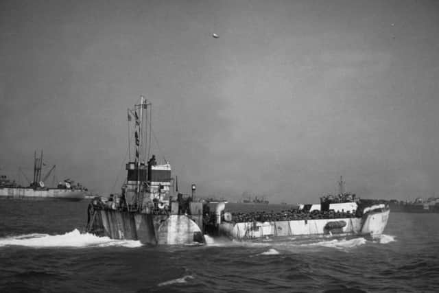 Landing Craft 6th June 1944:  A landing craft bound for Normandy.  (Photo by Hulton Archive/Getty Images)