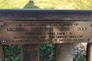 The plaque which was on Michael Clutton's memorial bench
