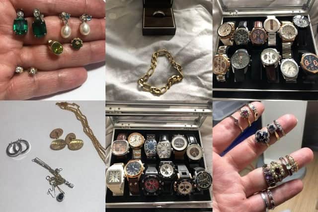 Images of the jewellery police believed has been stolen during raids in Fareham and Gosport