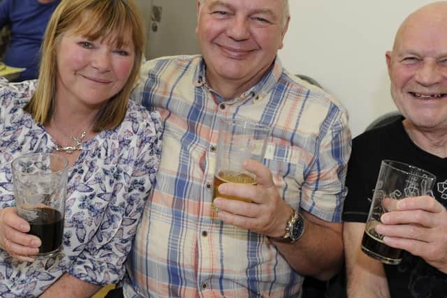 Jane and Ian Martin with Peter Wright. Picture: Ian Hargreaves  (130419-2)