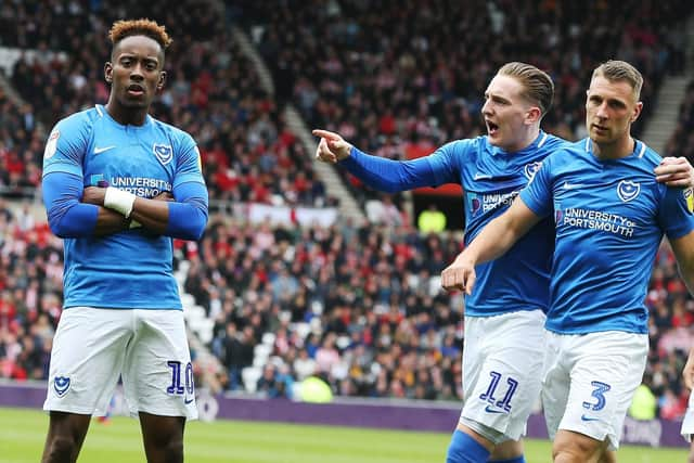 Jamal Lowe, left, celebrates his goal at the stadium of Light Picture: Joe Pepler