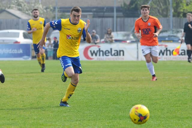 Ryan Pennery netted for Gosport at Metropolitan Police. Picture by Sarah Standing (220419-6642)