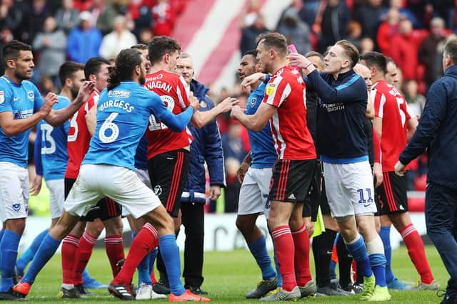 Tempers flared after the final whistle at the Stadium of Light after Tom Flanagan confronted Nathan Thompson. Picture: Joe Pepler