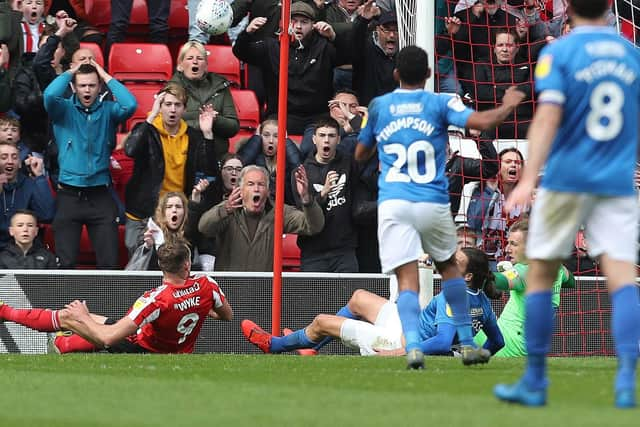 Sunderland fans shocked after Craig MacGillivray keeps out Charlie Wyke's close-range effort. Picture: Joe Pepler