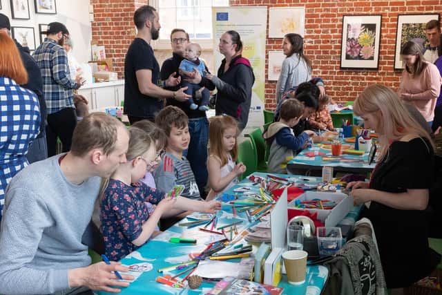 Pictured is: GV of the Aspex gallery family Saturday.Picture: Keith Woodland (270419-1)