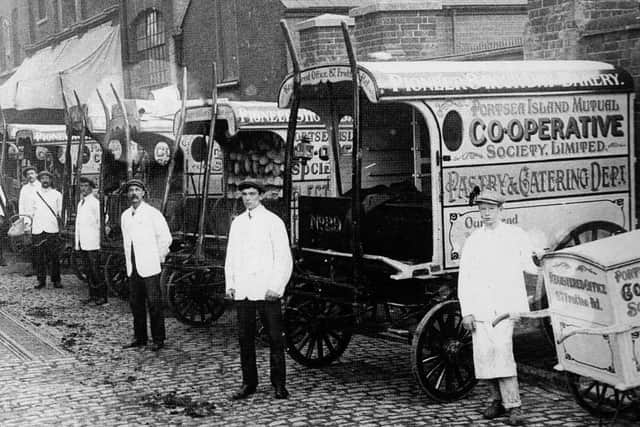 Edwin Amey sent me this photograph Co-op bakery deliverymen, but has no knowledge of copyright.