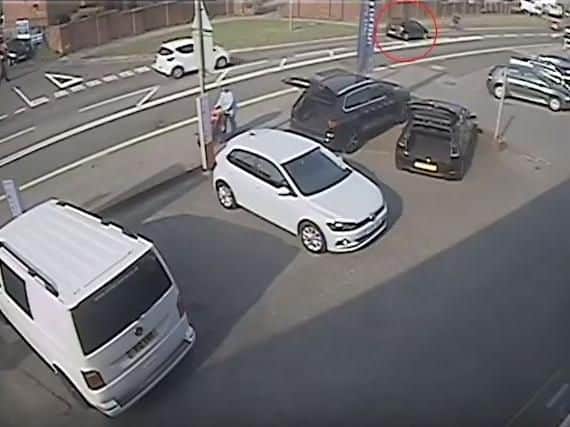 Police want to identify the dark-coloured car, pictured, in relation to a hit-and-run crash which left a cyclist in her 60s with serious injuries. Picture: Hampshire Constabulary