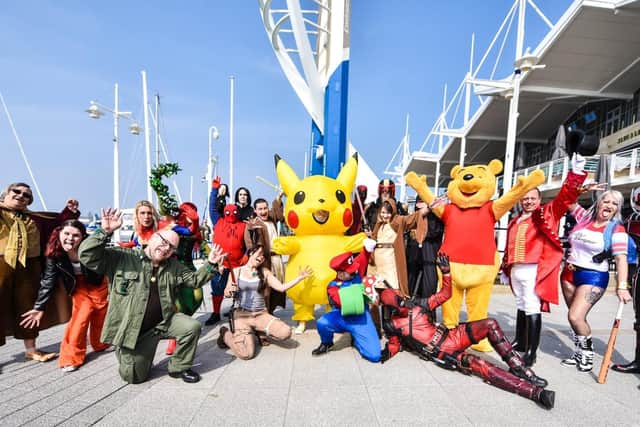 Cosplayers of GoGeek Events - event partner for Portsmouth Comic Con - including PT Barnum, Lara Croft Tomb Raider, Capt Jack Sparrow, Qui John Star Wars, Prof Snape HP, Harley Quinn and Deadpool. Picture by Sam Elliot Photography | Portsmouth Guildhall