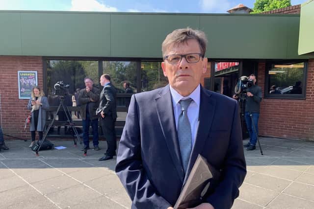 Jim Lyness, 66, from Lee-on-the-Solent, whose great-aunt Elsie Devine died aged 88 at Gosport War Memorial Hospital. His grandmother Lena Lyness also died at the hospital.
He is pictured outside Ferneham Hall in Fareham before a meeting with police on April 30, 2019
Picture: Ben Fishwick