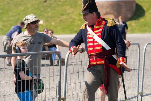 (R) Gerry Sperring (Major, Royal Artillary) briefs members of the public during an ordinance demonstration. Picture: Duncan Shepherd