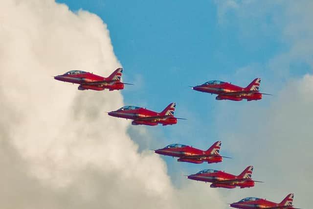 The Red Arrows taken on Friday August 10, 2018, when they flew across The Solent.