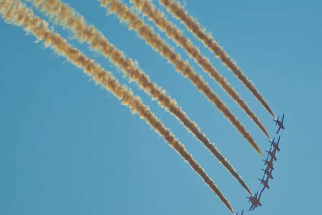 The Red Arrows taken on Friday August 10, 2018, when they flew across The Solent.