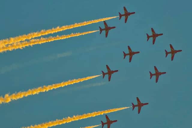 The Red Arrows taken on Friday August 10, 2018, when they flew across The Solent.