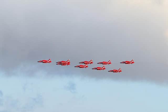 The Red Arrows as they flew over The Solent in 2018