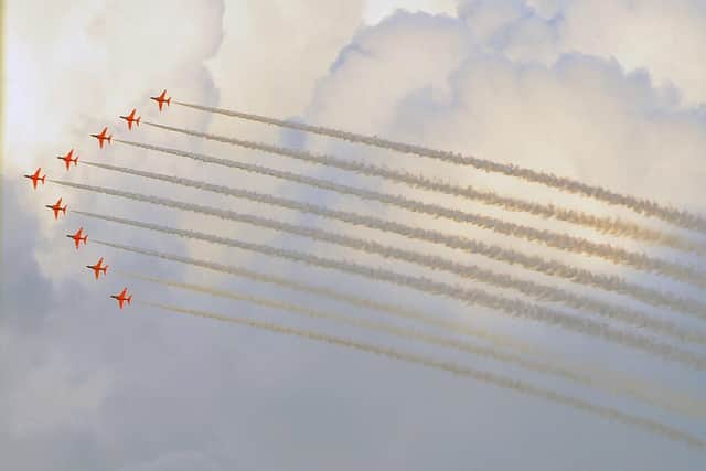 The Red Arrows as they flew over The Solent in 2018