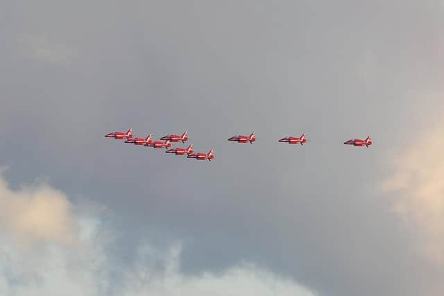 The Red Arrows as they flew over The Solent in 2018