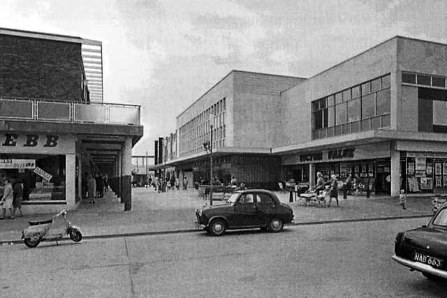 Greywell shopping precinct at Leigh Park was opened by comedian Sid James in 1966. Picture:  AF Milton Collection.