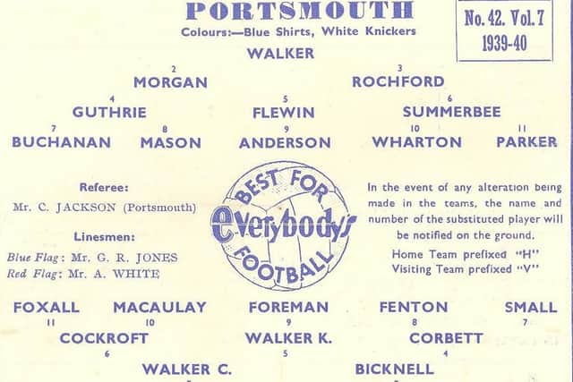 A wartime game at Fratton Park with several guest players in the Pompey line-up. Picture: Michael Harris Collection