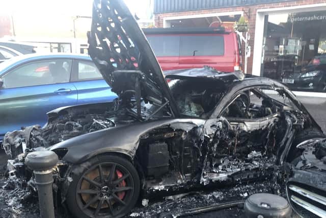 Pictures show the aftermath of a blaze in the early hours of May 3 at Peter Nash car sales garage in Warsash Road in Warash. Police are treating the fire as an arson.