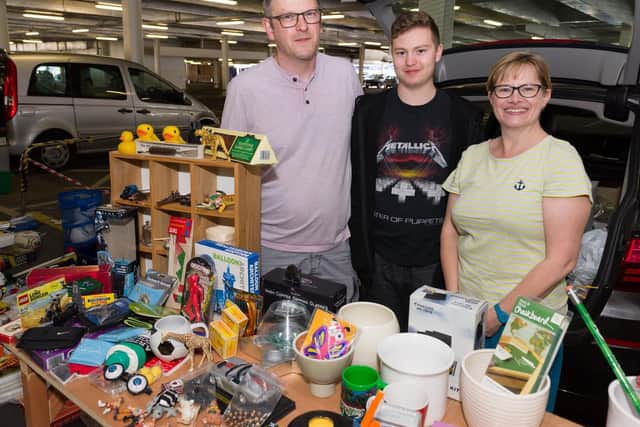 The Banham family (L-R) Robert, Kit and Leonie are hoping to raise funds towards an electronic drum kit. Picture: Duncan Shepherd
