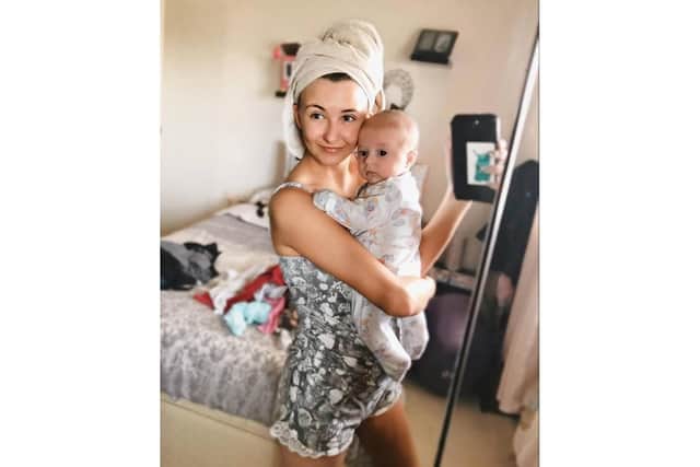Aimee Byron, 18, from Fareham in Hampshire who almost lost her baby Jamie after he was unable to keep food down due to a digestive complication that required delicate surgery. Picture: SWNS