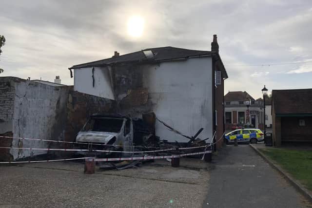 The kebab van destroyed by fire off The Square in Bishop's Waltham