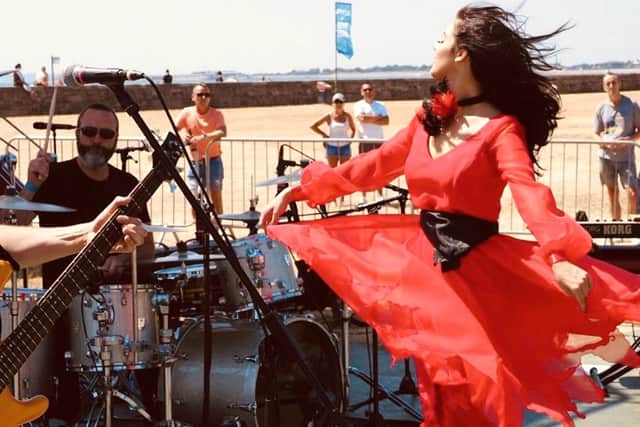 Gary Smith and daughter Katy Smith in Kate Bush-Ka at Southsea Bandstand.