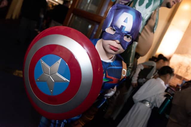 Portsmouth Comic Con  International Festival of Comics brings the best of comic, film, TV and pop culture entertainment and is set to be the largest event of its kind in the South - Michael McDonald (7yrs) as 'Captain America'
Picture: Duncan Shepherd