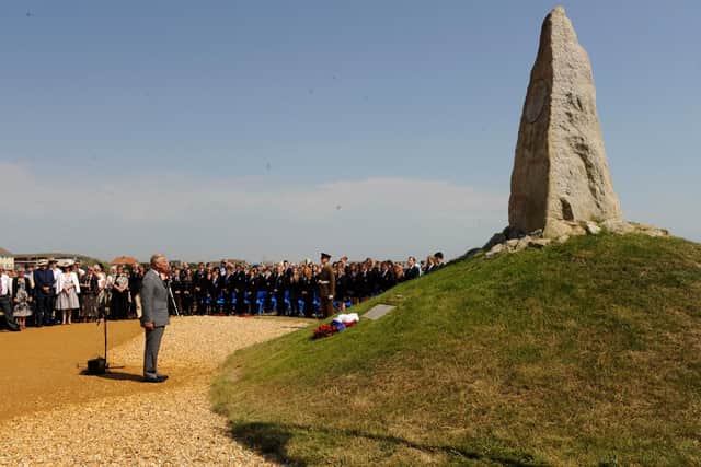 Prince  Charles at the COPP Memorial on Hayling in 2015.