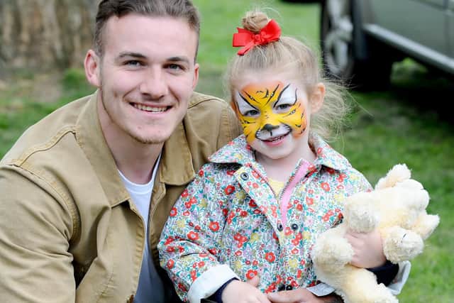 Josh Glossop with his daughter Winter-Blu (4) from Portsmouth. Picture: Sarah Standing (060519-7107)