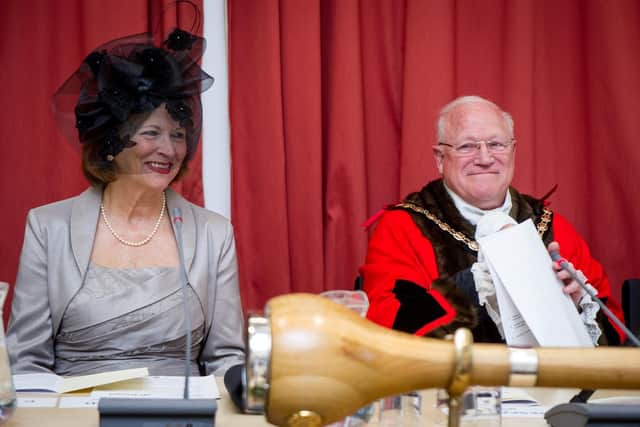 Incoming Mayor Cllr Diana Patrick and outgoing Mayor Cllr Peter Wade Picture: Habibur Rahman