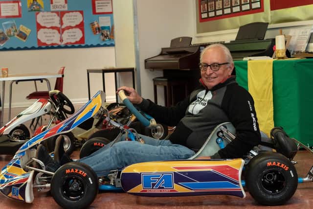 George Robinson of Robinson Sport with his go karts. George is chairman of the Association of British Kart Clubs. Picture: Vernon Nash (270419-012)