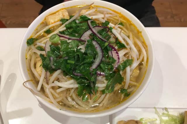 Spicy tofu bun hue at Bubble and Pho