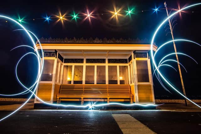 Electric Southsea Shelters (Light trails) by Liam Nash Photography