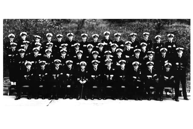 Here we see the class of 1959 artificers at their passing out  parade. Artificers never wore square rig always for and aft suits.