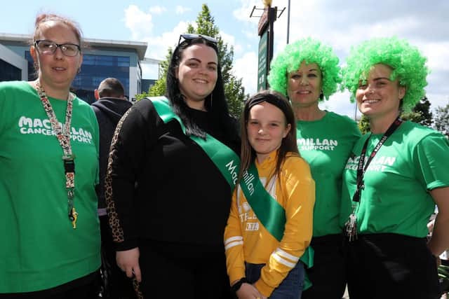 Organisers including Deborah Wilson, second right. Fun day in aid of Macmillan, Sovereigns pub, Kingston Crescent, Portsmouth.                         Picture: Chris Moorhouse    (110519-12)