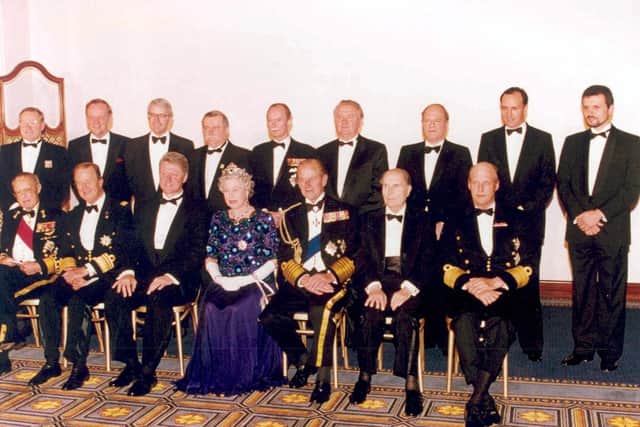 D-Day Commemoration - HM Queen Elizabeth II with Heads of State prior to the Bamquet at The Guildhall, Portsmouth - June 4, 1994