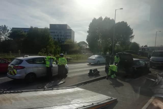 Two cars have been involved in a crash on the A27
