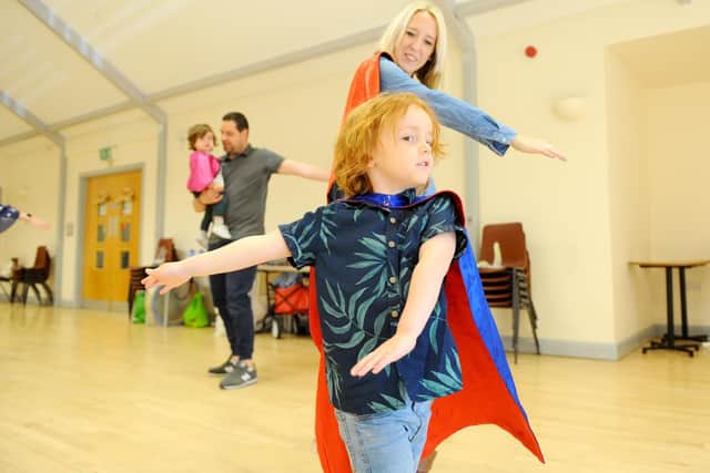 Ziggy Farmer, four, with his mum Jennie Farmer from Havant took on a sponsored Watch Me Fly dance challenge at their Diddi dance class Picture: Sarah Standing (130519-9048)