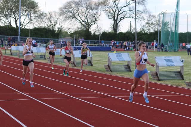 Sadie Blake wins the Hampshire under-15 girls' 300m title. Picture: David Brawn