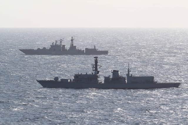 HMS Northumberland has shadowed a Russian destroyer through the English Channel