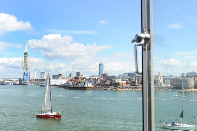 The view of Gunwharf from the watch tower.
Picture: Sarah Standing (100519-8867)