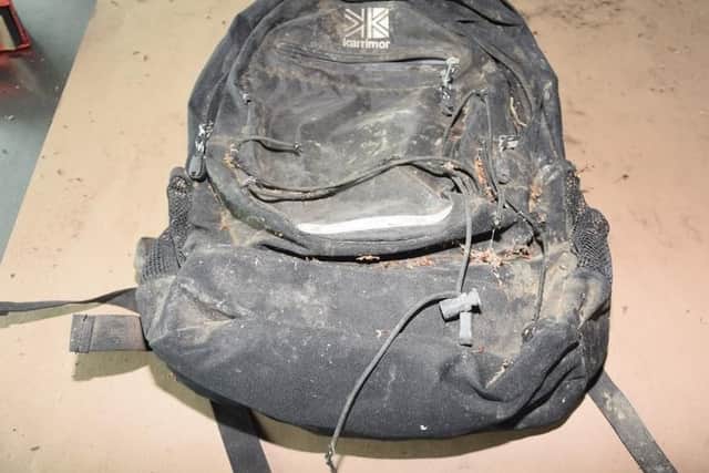 The rucksack found next to him